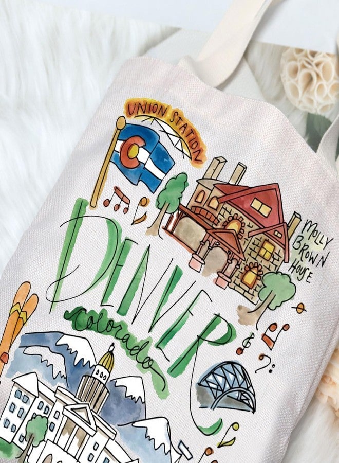 G2TUP Denver Colorado Travel Tote Bag Denver Souvenir Gift Denver Landmarks Shoulder Bag Denver Merchandise (Denver TG) - Image 4
